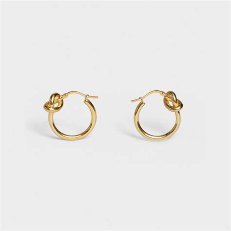 celine hammered gold hoops|Knot Small Hoops in Brass with Gold finish .